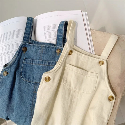 Baby Boy Solid Denim Overalls - Jean Bib Pants Infant Jumpsuit for Autumn, Kids Clothing"