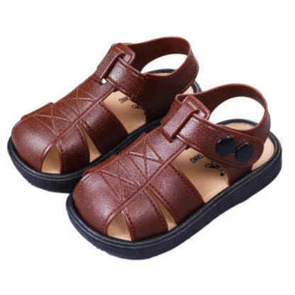 Baby Shoes Summer Closed Toe Toddler Boy Sandals Soft Sole Non-slip First Walkers Infant Solid Color Hollow Out Beach Shoes