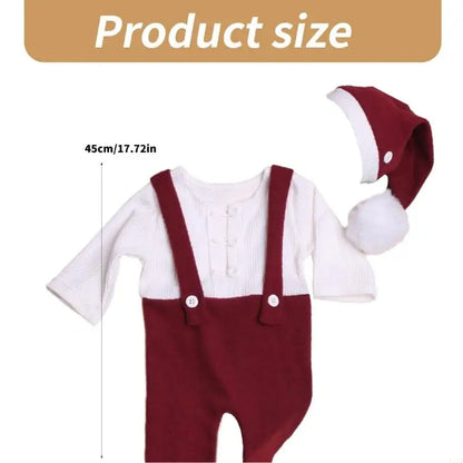 Baby First Christmas Photo Apparel Romper with Hat Set Newborn Photography Props Outfit for Newborns Christmas Present
