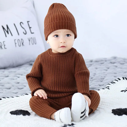 3PCS/Lot Baby Boy Clothes Set – Soft Knitted Sweater + Hat + Pants Autumn Fashion Baby Boys Clothes Infant Bebe Clothing Outfits