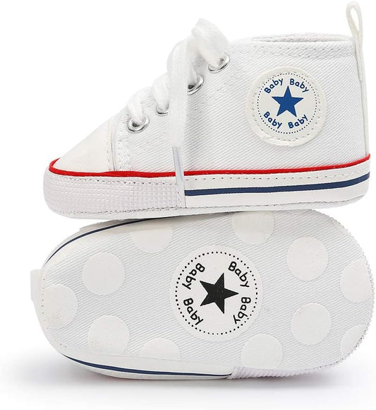 Unisex Baby Boy & Girl Canvas Sneakers – Soft Sole Ankle Shoes for Infant First Walkers