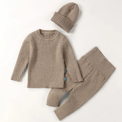 3PCS/Lot Baby Boy Clothes Set – Soft Knitted Sweater + Hat + Pants Autumn Fashion Baby Boys Clothes Infant Bebe Clothing Outfits