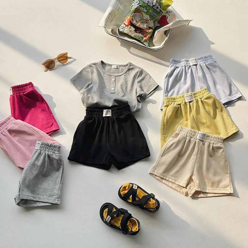 2-10T Summer Cotton Infant Boy Girl Shorts Toddler Kids Baby Clothes Casual Plain Loose Children's Shorts Outfit