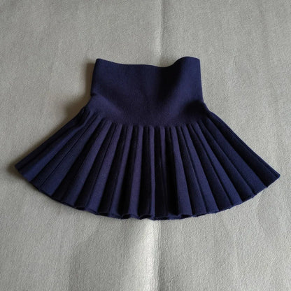 DE PEACH Winter Baby Girls Pleated Skirt - High Waist Knitted Mini Tutu for Kids | Princess Style Outfit (2-12 Years)