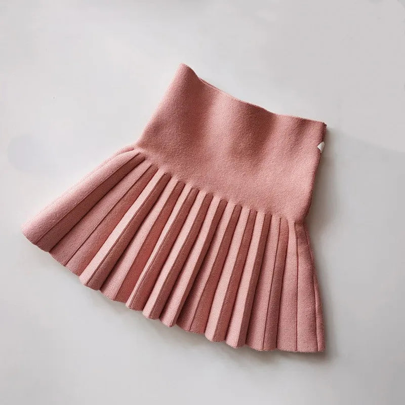 DE PEACH Winter Baby Girls Pleated Skirt - High Waist Knitted Mini Tutu for Kids | Princess Style Outfit (2-12 Years)
