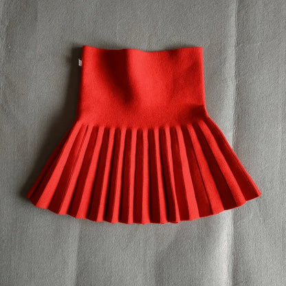 DE PEACH Winter Baby Girls Pleated Skirt - High Waist Knitted Mini Tutu for Kids | Princess Style Outfit (2-12 Years)