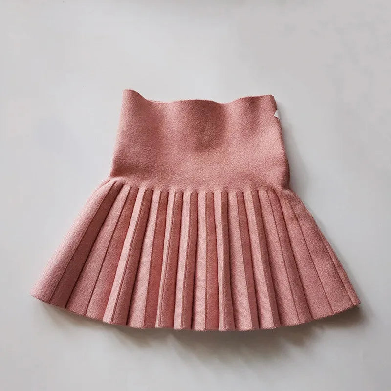 DE PEACH Winter Baby Girls Pleated Skirt - High Waist Knitted Mini Tutu for Kids | Princess Style Outfit (2-12 Years)