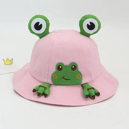 Cartoon Frog Baby Bucket Hat - Breathable Soft Cotton Infant Boys & Girls Fisherman Cap - Outdoor Travel Toddler Sun Hats