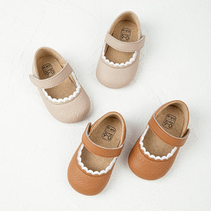 Meckior Baby Boys Girls Shoes, Infant Leather Rubber Sole Anti-Slip Toddler First Walkers, Crib Shoes for Newborn Girl Princess