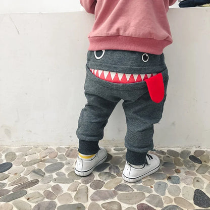 Casual Baby Pants, Toddler Boys & Girls Big Mouth Monster Trousers, Cute Cartoon Cotton Infant Clothing, Comfortable Kids Pants