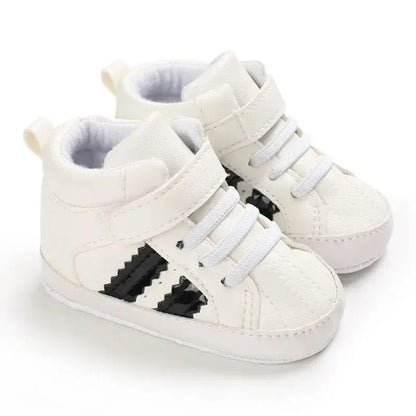 Meckior Toddler Baby Boys & Girls High Tops Sneakers - Soft Anti-Slip Sole Streaks - Infant Newborn First Walking Crib Shoes 0-18M