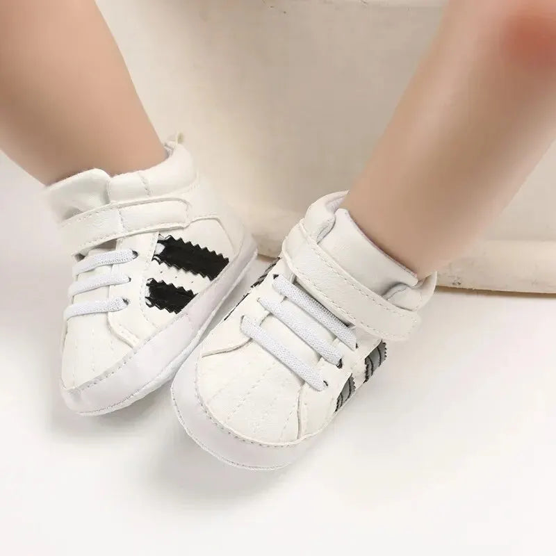 Meckior Toddler Baby Boys & Girls High Tops Sneakers - Soft Anti-Slip Sole Streaks - Infant Newborn First Walking Crib Shoes 0-18M