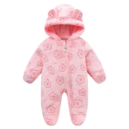 rcomll Newborn Baby Rompers – Spring Autumn Warm Fleece Cute Infant Costume, Kids Playsuit Jumpsuits, Baby Clothes 0-1Y Outwear