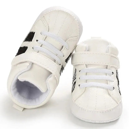 Meckior Toddler Baby Boys & Girls High Tops Sneakers - Soft Anti-Slip Sole Streaks - Infant Newborn First Walking Crib Shoes 0-18M