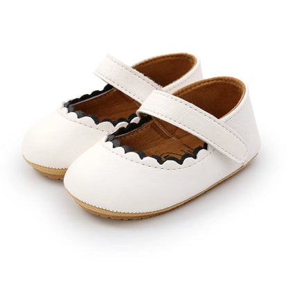 Meckior Baby Boys Girls Shoes, Infant Leather Rubber Sole Anti-Slip Toddler First Walkers, Crib Shoes for Newborn Girl Princess