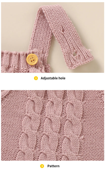 Infant Boys & Girls Sleeveless Rompers, Solid Color Knitted Jumpsuits for Newborns 0-18M, Spring/Fall Children’s Outfit"