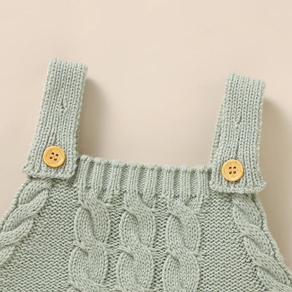 Infant Boys & Girls Sleeveless Rompers, Solid Color Knitted Jumpsuits for Newborns 0-18M, Spring/Fall Children’s Outfit"