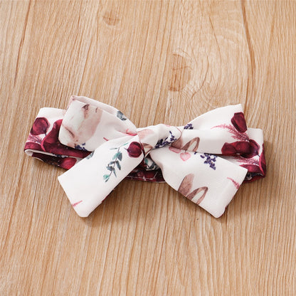 0-18 Months Baby Girl Outfit - Red Long Sleeve Bodysuit & Floral Strap Pants | 2PCS Infant New Year Clothing Set