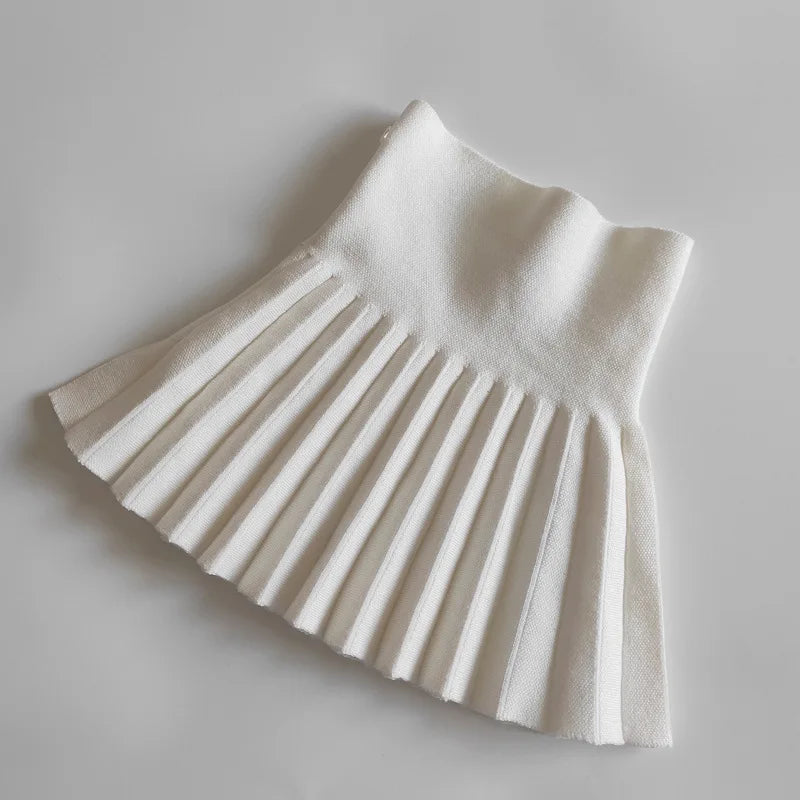DE PEACH Winter Baby Girls Pleated Skirt - High Waist Knitted Mini Tutu for Kids | Princess Style Outfit (2-12 Years)