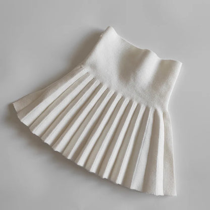 DE PEACH Winter Baby Girls Pleated Skirt - High Waist Knitted Mini Tutu for Kids | Princess Style Outfit (2-12 Years)