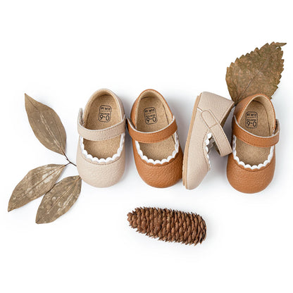 Meckior Baby Boys Girls Shoes, Infant Leather Rubber Sole Anti-Slip Toddler First Walkers, Crib Shoes for Newborn Girl Princess