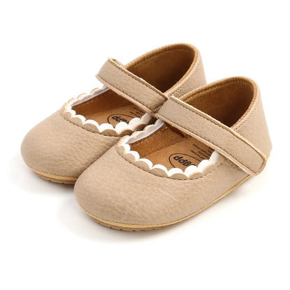 Meckior Baby Boys Girls Shoes, Infant Leather Rubber Sole Anti-Slip Toddler First Walkers, Crib Shoes for Newborn Girl Princess
