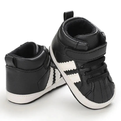 Meckior Toddler Baby Boys & Girls High Tops Sneakers - Soft Anti-Slip Sole Streaks - Infant Newborn First Walking Crib Shoes 0-18M