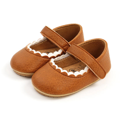 Meckior Baby Boys Girls Shoes, Infant Leather Rubber Sole Anti-Slip Toddler First Walkers, Crib Shoes for Newborn Girl Princess
