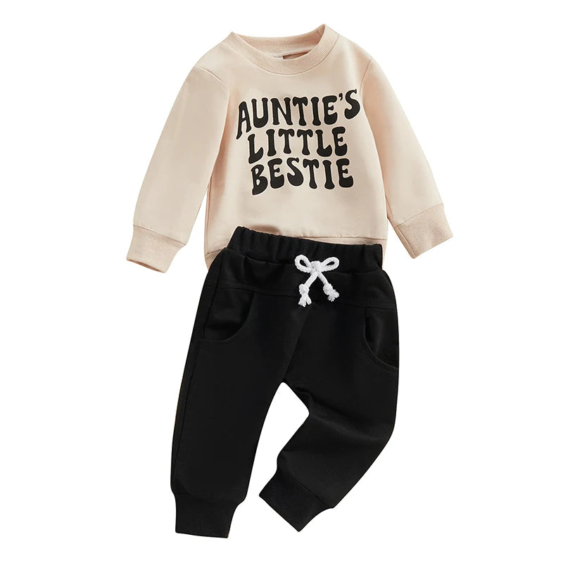 Pudcoco Toddler Baby Girl Clothes 2Pcs Outfit, Long Sleeve Letter Print Sweatshirt & Jogger Pants Set, Cute Infant Clothing for 0-3T"