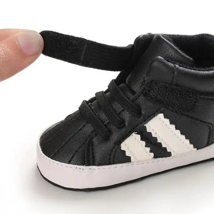 Meckior Toddler Baby Boys & Girls High Tops Sneakers - Soft Anti-Slip Sole Streaks - Infant Newborn First Walking Crib Shoes 0-18M