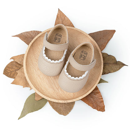 Meckior Baby Boys Girls Shoes, Infant Leather Rubber Sole Anti-Slip Toddler First Walkers, Crib Shoes for Newborn Girl Princess