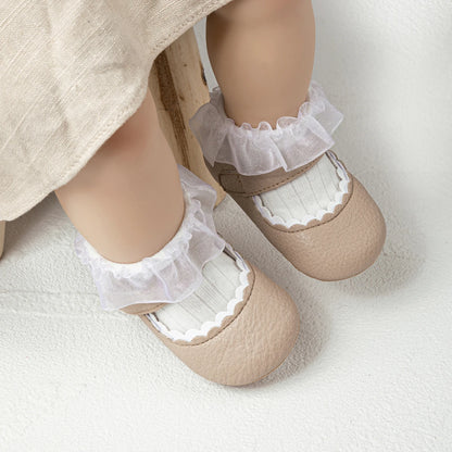 Meckior Baby Boys Girls Shoes, Infant Leather Rubber Sole Anti-Slip Toddler First Walkers, Crib Shoes for Newborn Girl Princess