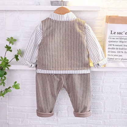 New Children Fashion Kids Boy Gentleman Sweater Vest Shirt Pants 3Pcs/Set – Kids Infant Clothing Toddler Tracksuit 0-5 Years