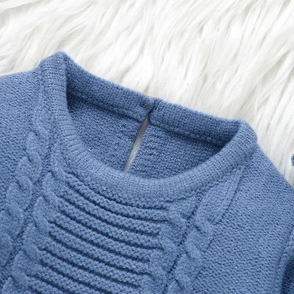 Newborn Baby Clothing Set Knit Infant Boy Sweater + Pants + Hat Long Sleeve Warm Autumn Toddler Pullover Trousers Bonnet 0-9M 3PCS
