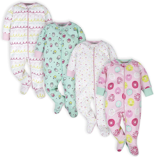 Baby Girls 4-Pack Sleep 'N Play Footies - Multi-Pack"