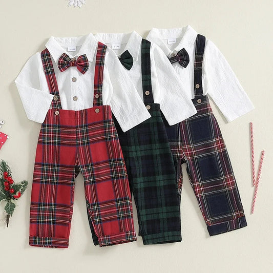 Baby Boy Gentleman Outfits - Long Sleeve Lapel Romper"