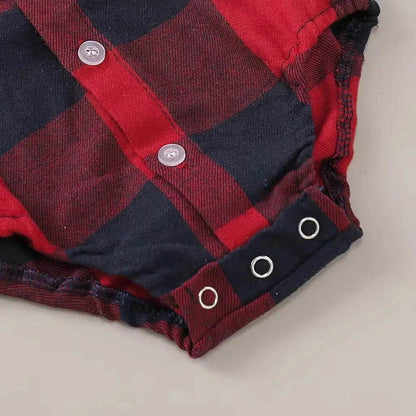 0-18 Months Newborn Baby Boy Romper Long Sleeves Red Plaid Bodysuit Spring & Autumn Fashion Jumpsuit for Infant Baby Boy Clothes - Giggles And Grab