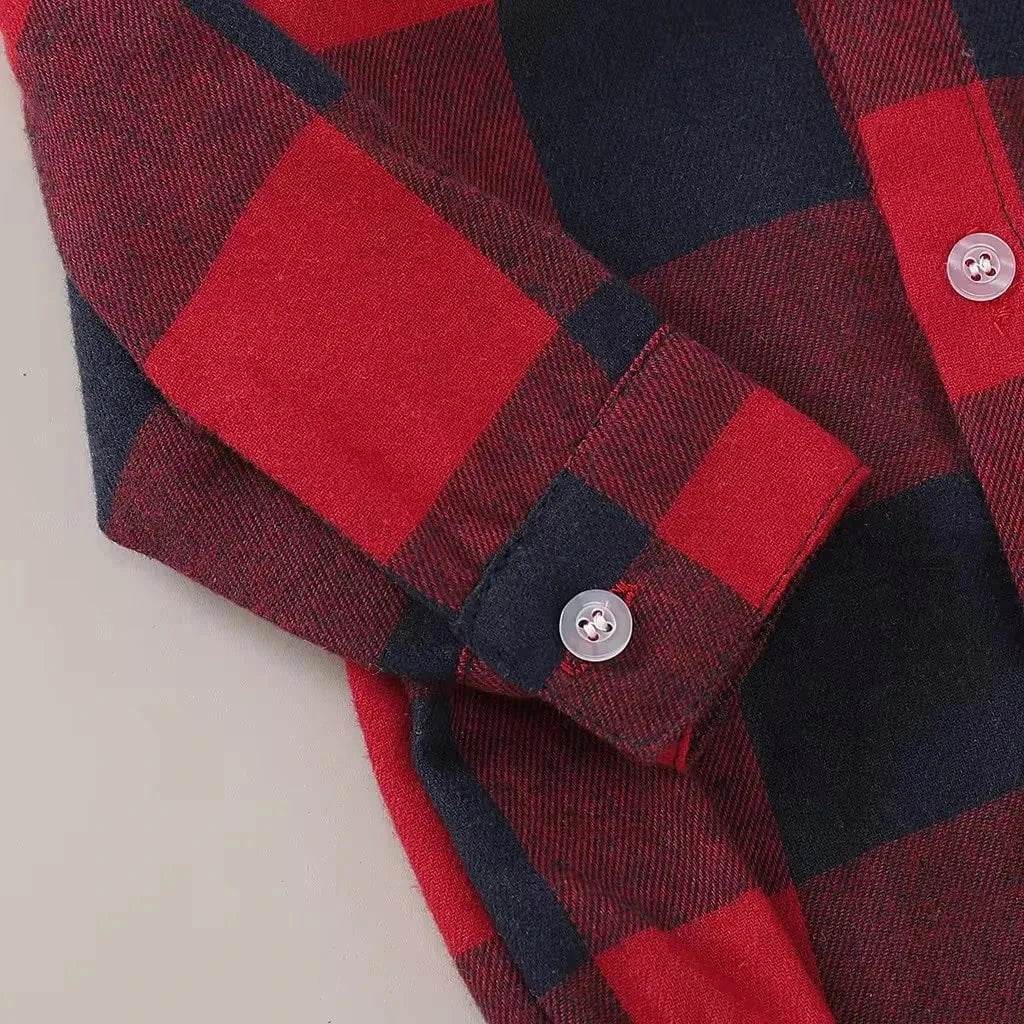0-18 Months Newborn Baby Boy Romper Long Sleeves Red Plaid Bodysuit Spring & Autumn Fashion Jumpsuit for Infant Baby Boy Clothes - Giggles And Grab