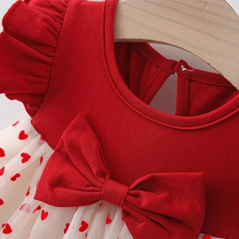 Giggles And Grab 0-3y Baby girl bow flying sleeves princess dress 0-3Y Baby Girl Bow Flying Sleeves Princess Dress, Korean Edition"