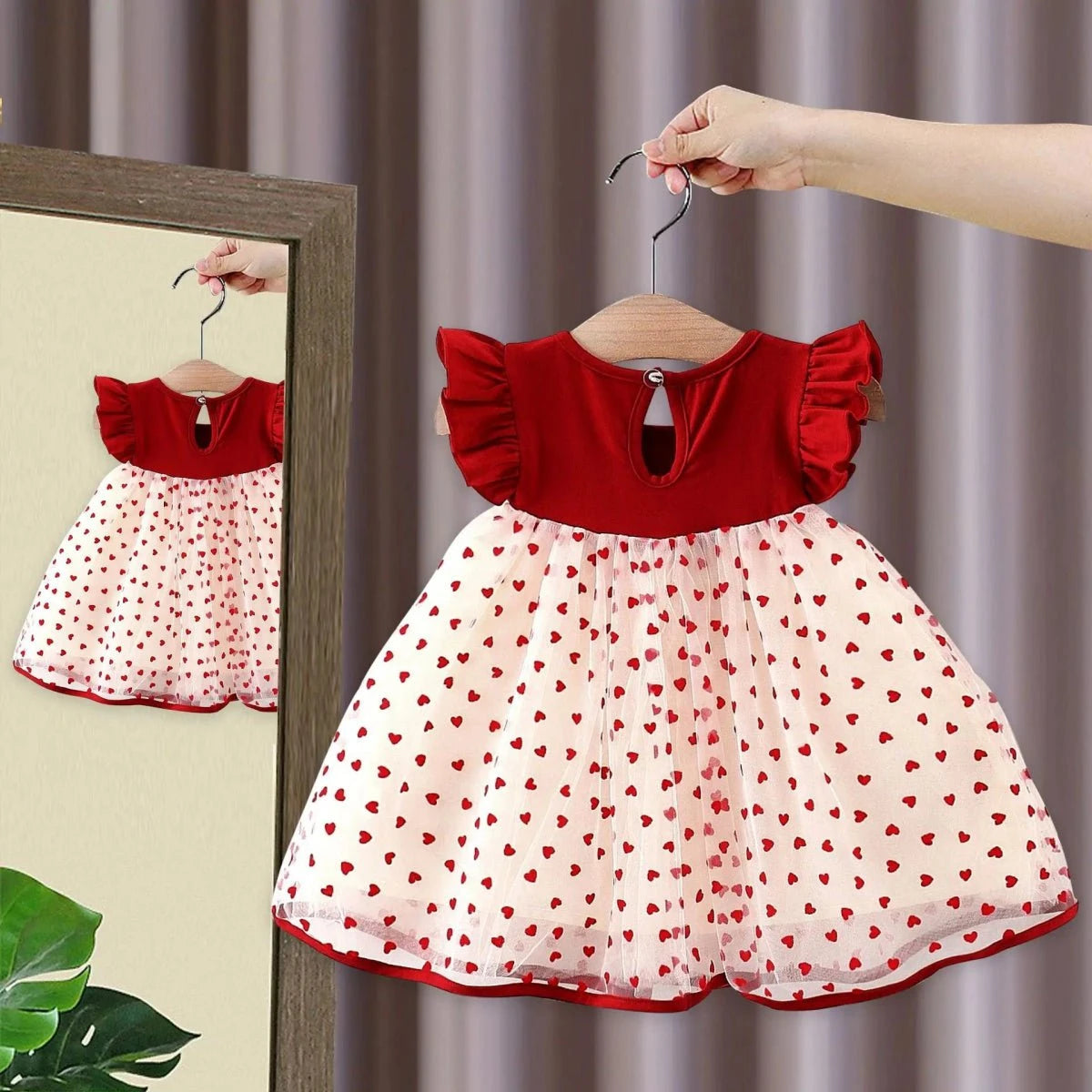 Giggles And Grab 0-3y Baby girl bow flying sleeves princess dress 0-3Y Baby Girl Bow Flying Sleeves Princess Dress, Korean Edition"