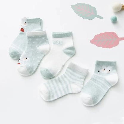 Giggles And Grab 08 / XS(0-9M) 5Pairs/lot 0-2Y Infant Baby Socks Baby Socks for Girls Cotton Mesh Cute Newborn Boy Toddler Socks Baby Clothes Accessories