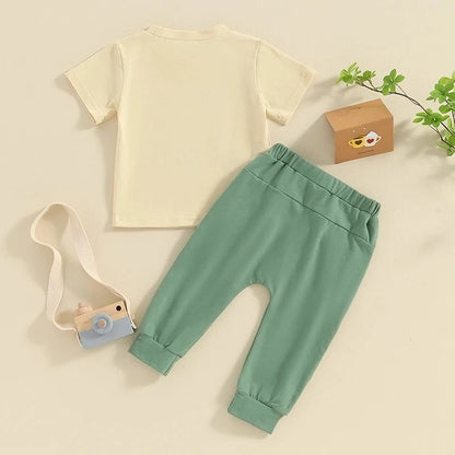 Giggles And Grab 2024 Summer baby boys brother outfit 2024 Summer Baby Boys Brother Outfit – Letter Print Short Sleeve T-Shirt & Elastic Pants Clothes Set"