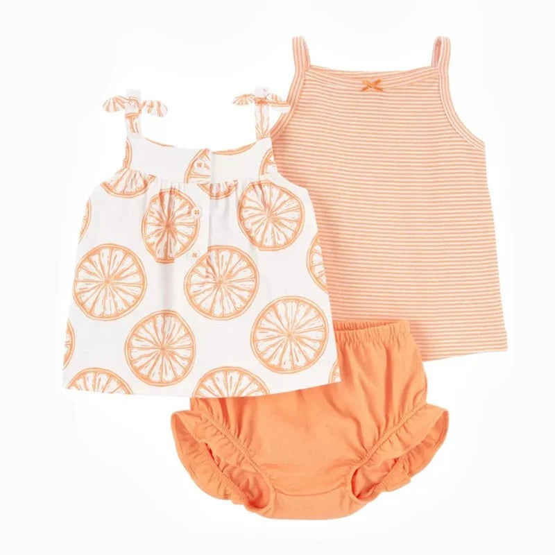 Giggles And Grab 2025 new summer baby clothes NAVY / CHINA / 9M Summer Baby Girls Clothes Set – Cotton Flower Fashion Infant Outfits, Short-Sleeved Bodysuit & Shorts 3PCS Kids Clothing (6-24 Months)"