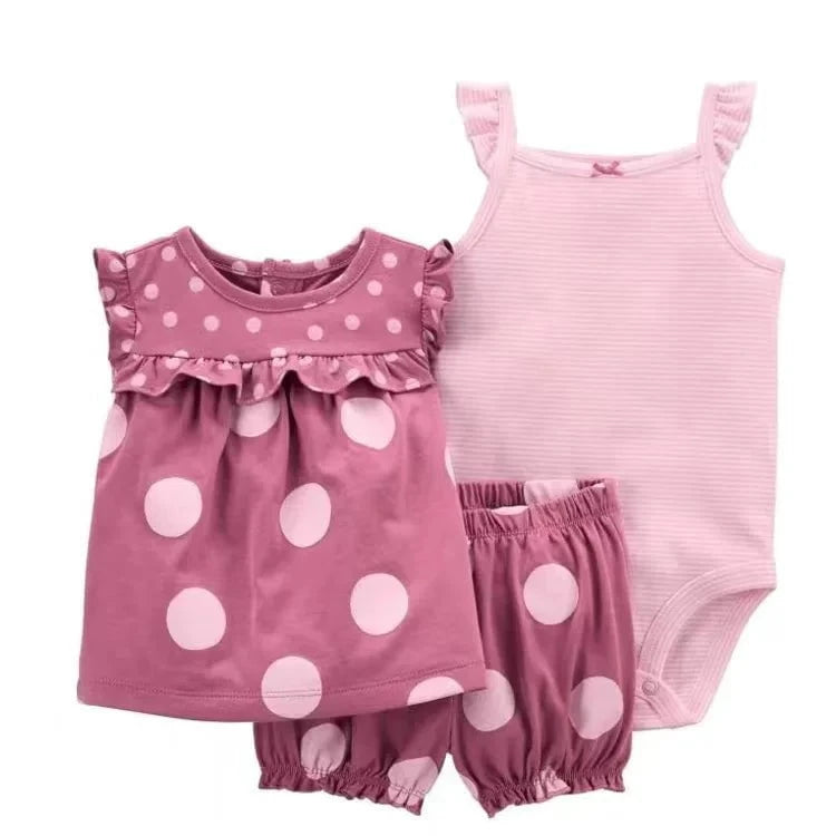 Giggles And Grab 2025 new summer baby clothes Summer Baby Girls Clothes Set – Cotton Flower Fashion Infant Outfits, Short-Sleeved Bodysuit & Shorts 3PCS Kids Clothing (6-24 Months)"