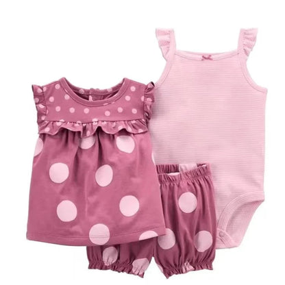 Giggles And Grab 2025 new summer baby clothes Summer Baby Girls Clothes Set – Cotton Flower Fashion Infant Outfits, Short-Sleeved Bodysuit & Shorts 3PCS Kids Clothing (6-24 Months)"