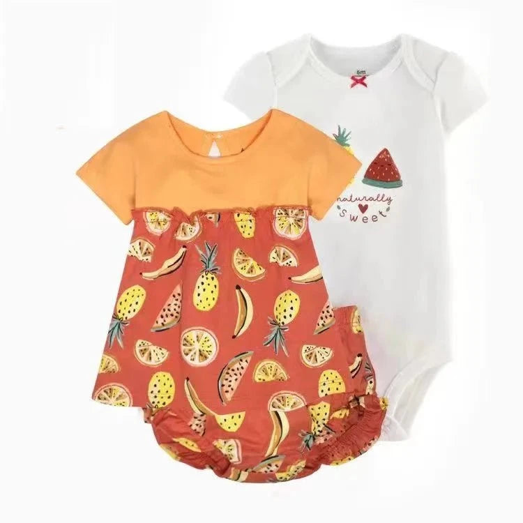 Giggles And Grab 2025 new summer baby clothes Summer Baby Girls Clothes Set – Cotton Flower Fashion Infant Outfits, Short-Sleeved Bodysuit & Shorts 3PCS Kids Clothing (6-24 Months)"