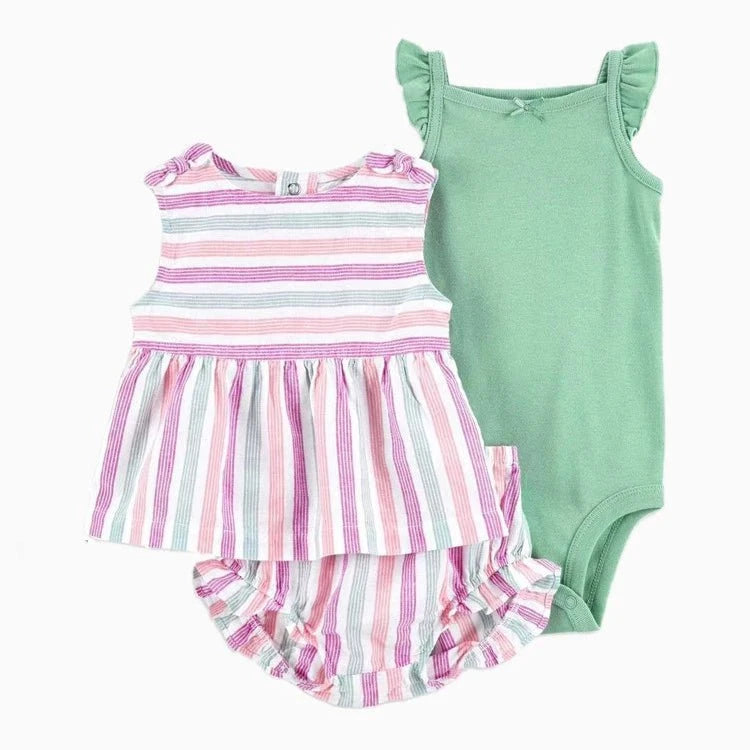 Giggles And Grab 2025 new summer baby clothes Summer Baby Girls Clothes Set – Cotton Flower Fashion Infant Outfits, Short-Sleeved Bodysuit & Shorts 3PCS Kids Clothing (6-24 Months)"