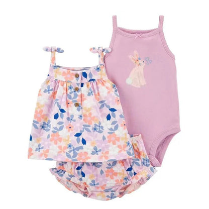 Giggles And Grab 2025 new summer baby clothes Summer Baby Girls Clothes Set – Cotton Flower Fashion Infant Outfits, Short-Sleeved Bodysuit & Shorts 3PCS Kids Clothing (6-24 Months)"