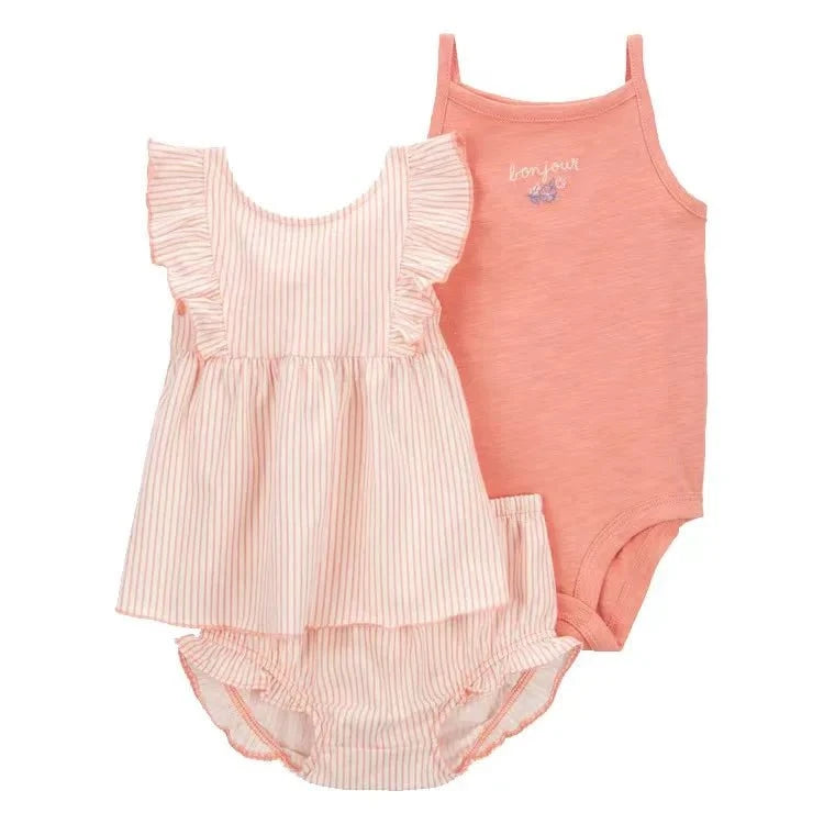 Giggles And Grab 2025 new summer baby clothes Summer Baby Girls Clothes Set – Cotton Flower Fashion Infant Outfits, Short-Sleeved Bodysuit & Shorts 3PCS Kids Clothing (6-24 Months)"