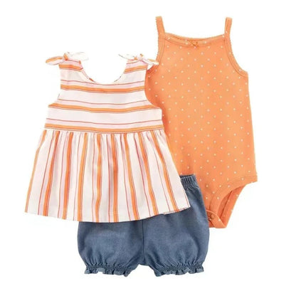 Giggles And Grab 2025 new summer baby clothes Summer Baby Girls Clothes Set – Cotton Flower Fashion Infant Outfits, Short-Sleeved Bodysuit & Shorts 3PCS Kids Clothing (6-24 Months)"